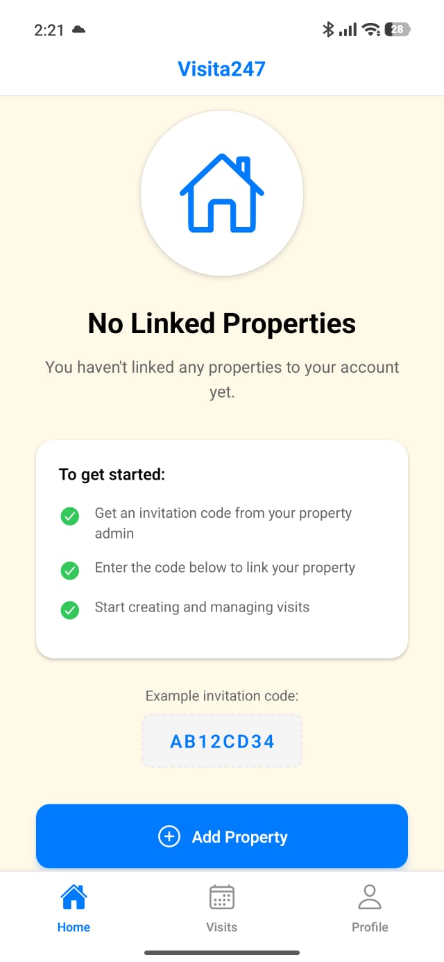 No Linked Properties screen