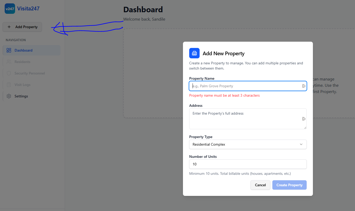 Add New Property form