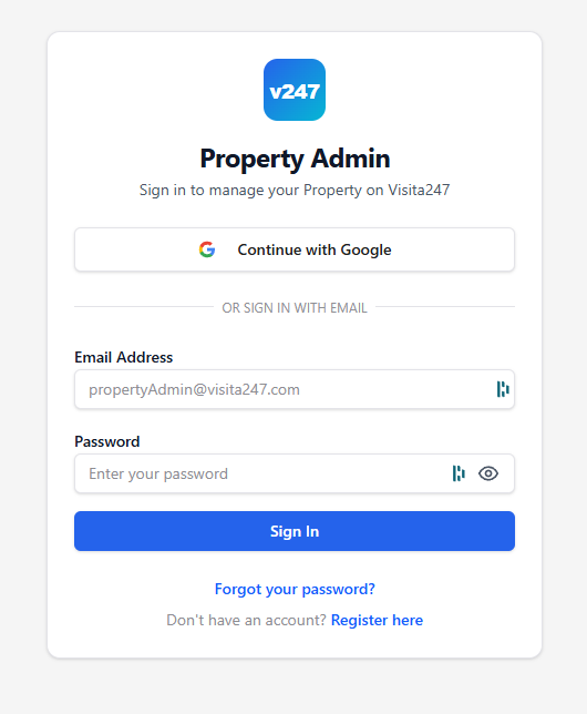 Property Admin login