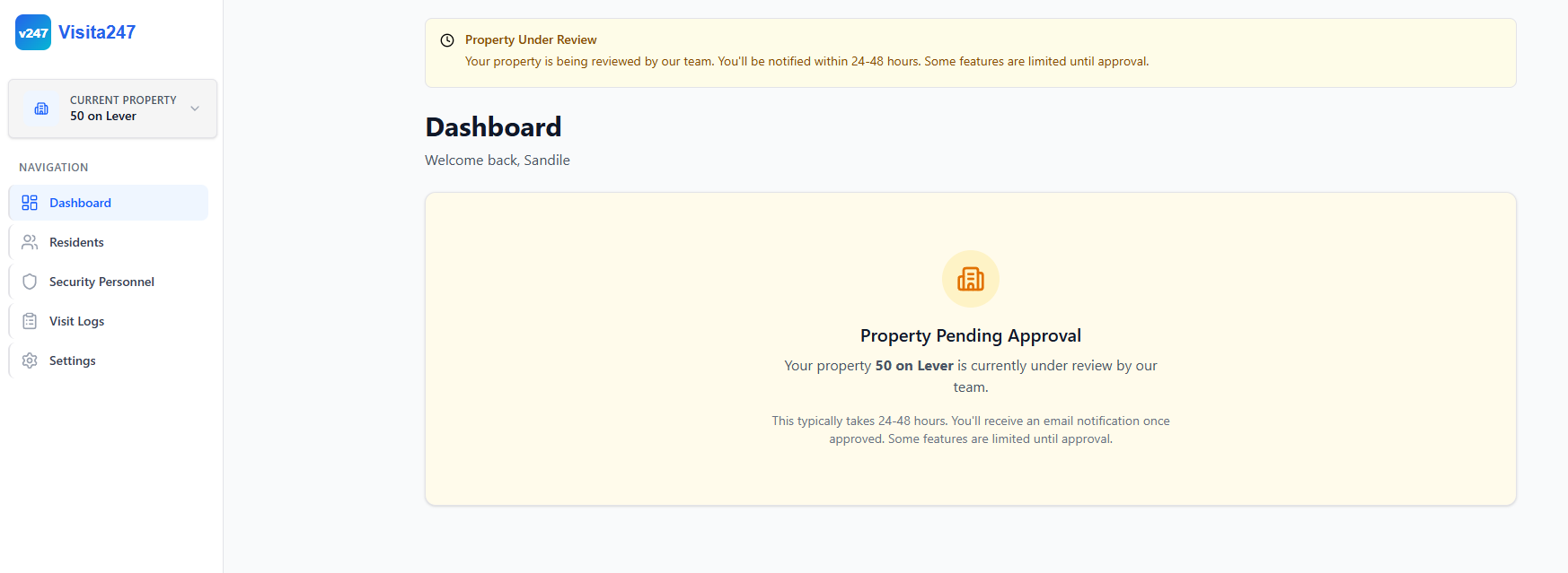 Property Pending Approval