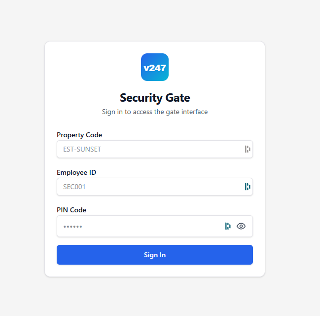 Security Gate login